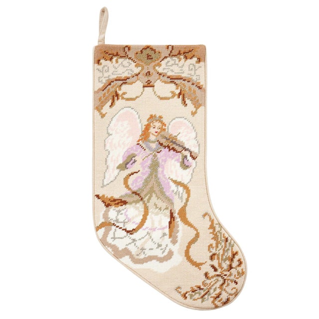 Embroidered Needlepoint Style Stocking Front: Poly, Back: Cotton Velvet 11X18 inches Christmas Stocking hanging home...