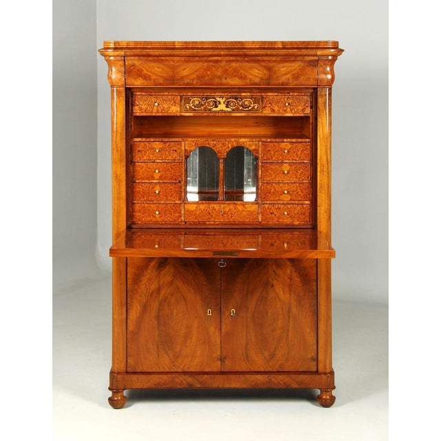 Antique biedermeier secretary desk rhineland walnut, etc. biedermeier, c. 1835 dimensions: h x w x d: 163 x 108 x 50 cm :...