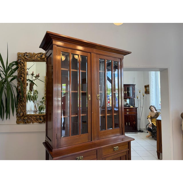 Brown Antique Art Nouveau Display Bookcase, 1890s For Sale - Image 8 of 14
