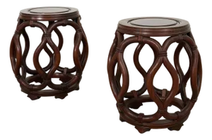 Pair of Chinese Rosewood Drum Stools or Drink Tables