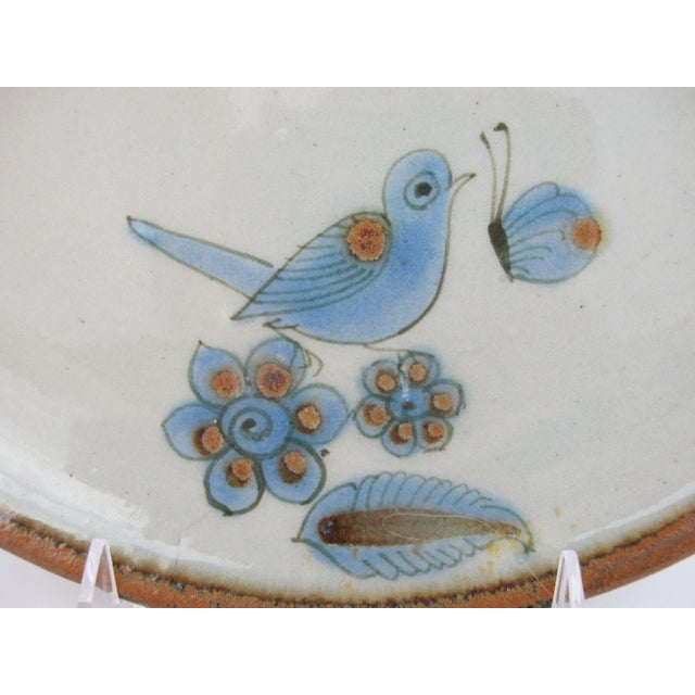 Ken Edwards El Palomar Blue Bird Flower Mexican Folk Art 11 3/4" Pottery Platter For Sale - Image 4 of 6