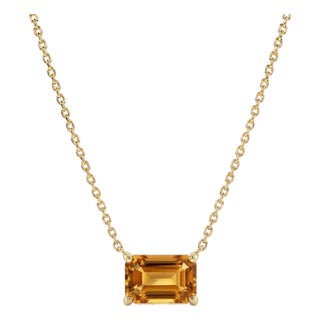 Dainty Citrine Bar Chain Necklace, November Birthstone Necklace For Sale