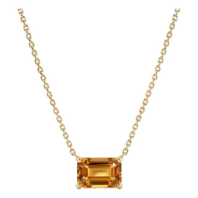 Dainty Citrine Bar Chain Necklace, November Birthstone Necklace For Sale
