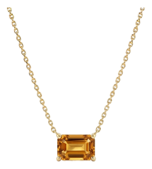 Dainty Citrine Bar Chain Necklace, November Birthstone Necklace
