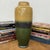Rustic Tall Green Vase with Mustard Top and Charcoal Glaze Band For Sale - Image 3 of 9