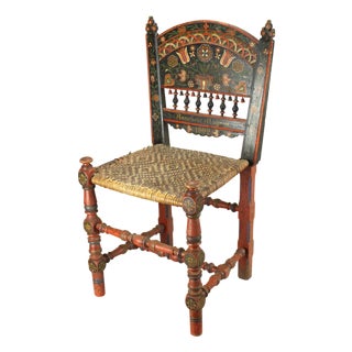 Dated 1902 German Schwälmer Folk Art Wedding Chair For Sale