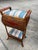 Vintage Large Woven Wicker Double Compartment Standing Sewing Basket For Sale - Image 12 of 12