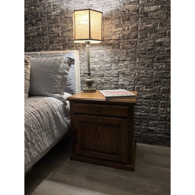 American Handcrafted Oak Raised Panel Nightstand For Sale - Image 3 of 7