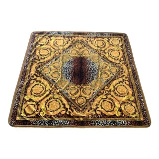 Alterier Versace Custom Made Barocco Animal Print Velvet Throw - 55”55” For Sale