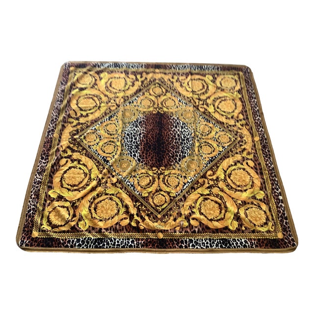 Alterier Versace Custom Made Barocco Animal Print Velvet Throw - 55”55” For Sale