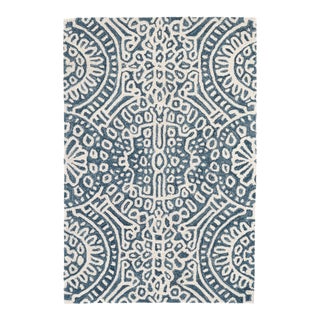 Dash & Albert by Annie Selke Temple Ink Micro Hooked Wool Rug, 5' x 8' For Sale