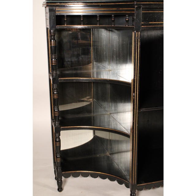 Aesthetic Movement Black Lacquer and Painted Cabinet For Sale - Image 12 of 15