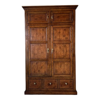 Vintage Henredon Gentlemen’s Walnut Wood Armoire For Sale