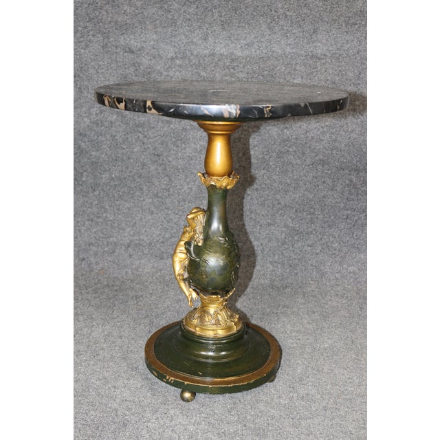 19th Century Pair Art Nouveau Bronze and Marble Top End Tables by Ferville Suan For Sale - Image 17 of 17