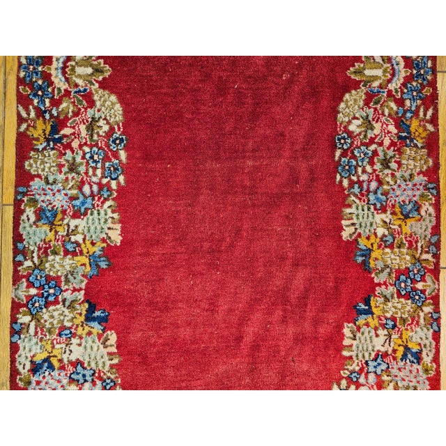 Vintage Persian Kerman Runner Rug, Hand-Knotted Wool, Floral Design, Red & Yellow, 3x13 For Sale - Image 15 of 15