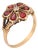 Late 19th Century Victorian Garnet Diamond 9 Karat Rose Gold Flower Ring, Size 6.75 For Sale