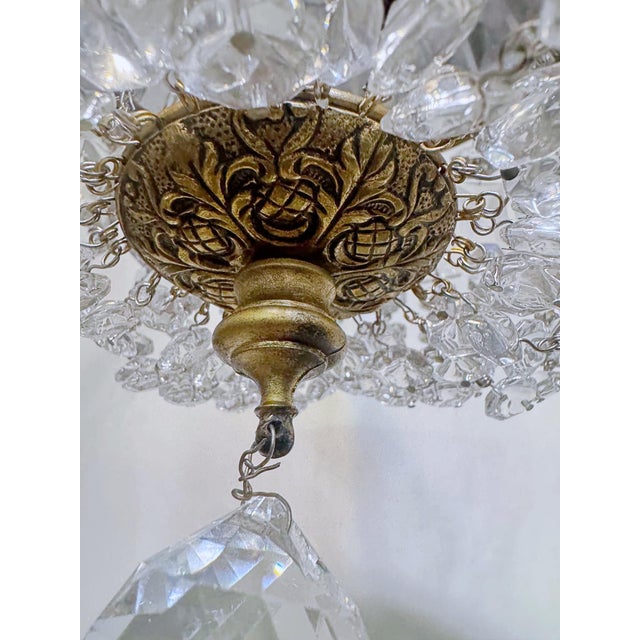 Brass Vintage Hollywood Regency Neoclassical Brass Tiered Crystal Basket Chandelier For Sale - Image 8 of 8