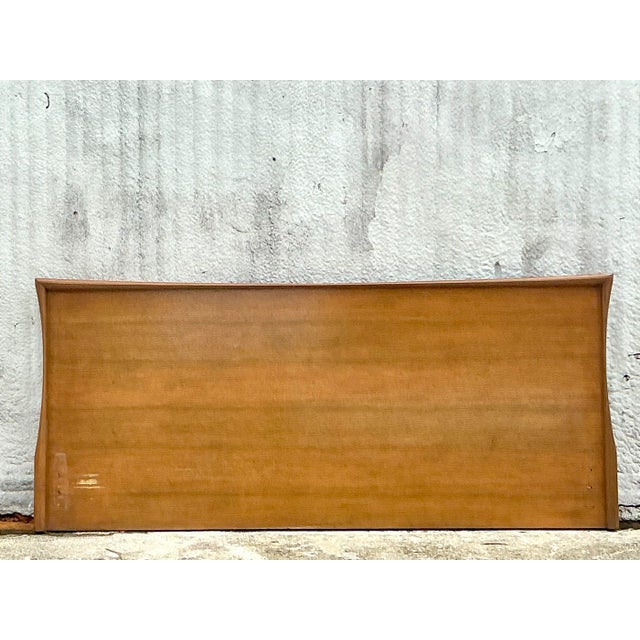 Mid-Century Modern Vintage MCM Plank King Headboard For Sale - Image 3 of 5