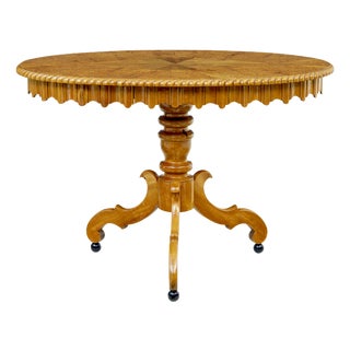 19th Century Swedish Oval Burr Birch Occasional Table, 1870 For Sale