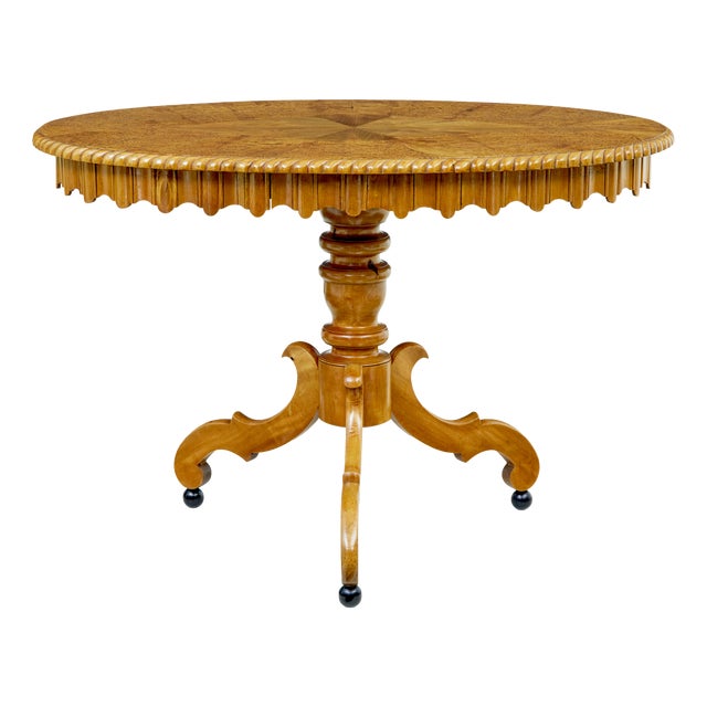 19th Century Swedish Oval Burr Birch Occasional Table, 1870 For Sale