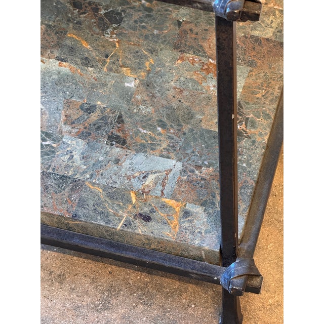 1980s Metal Obelisk Etagere With Stone Shelves For Sale - Image 6 of 9