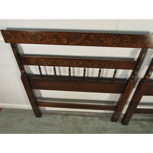 Wood Hitchcock Pair of Solid Maple Pant Decorated Twin Size Headboards For Sale - Image 7 of 10