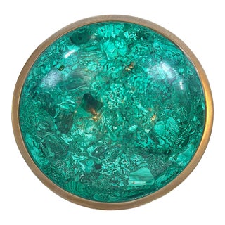 Late 20th Century Malachite and Brass Decorative Bowl For Sale