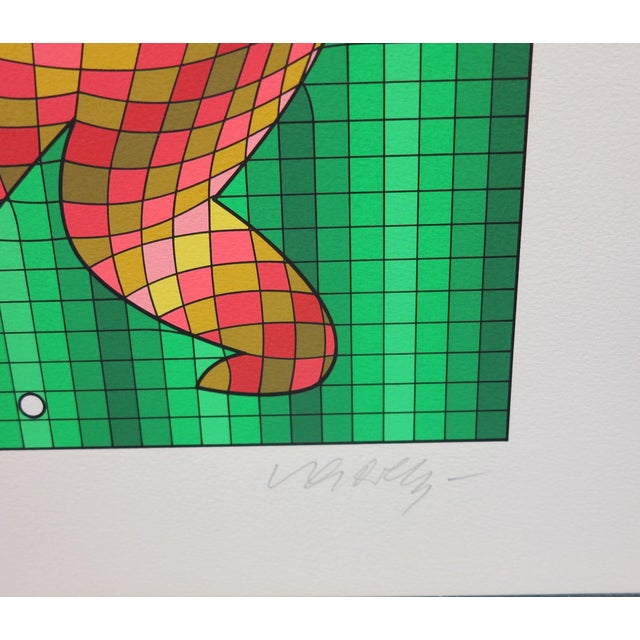 Op Art Vintage Victor Vasarely the Golfer LTD Serigraph, Hand Signed Art From 1989, Unframed For Sale - Image 3 of 8