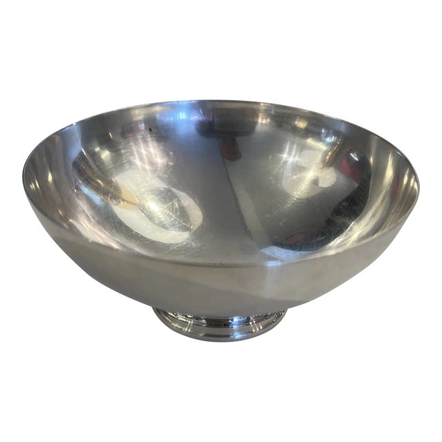 Silvered Metal Diminutive Serving Bowl For Sale