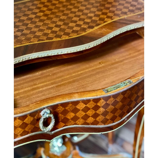 Late 19th Century French Ormolu-Mounted Kingwood and Parquetry Vanity Dressing Table For Sale - Image 10 of 12