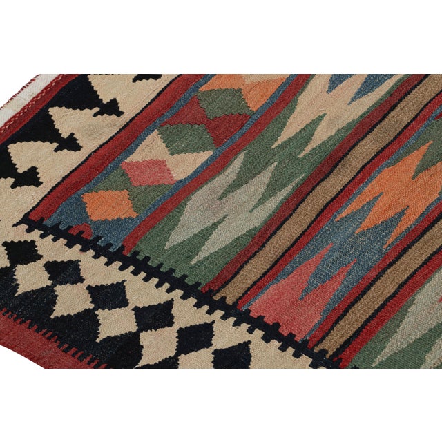 1950s 1950s Vintage Afghani Tribal Kilim Rug With Geometric Patterns For Sale - Image 5 of 7