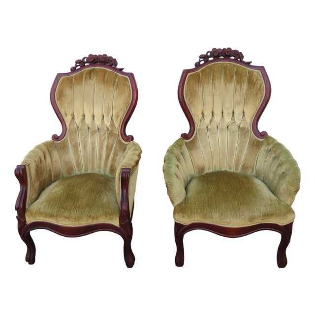 Victorian Style Carved Side Chairs a Pair 6361 For Sale