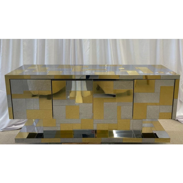 Brass Original Paul Evans Cabinet, Sideboard, Cityscape Brass and Chrome, Signed For Sale - Image 8 of 13