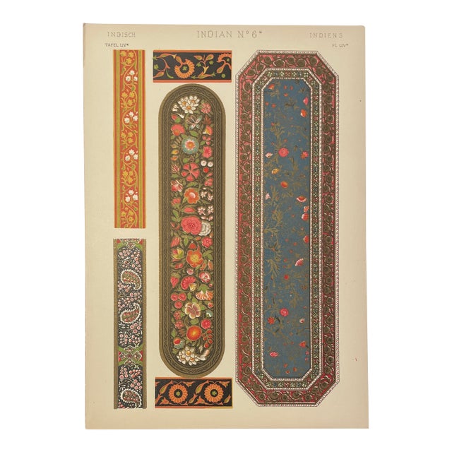 Indian Grammar of Ornament Chromolithgraph by Owen Jones For Sale