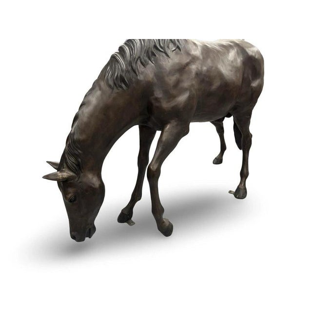 Bronze Grazing Horse Garden Sculpture For Sale - Image 9 of 17