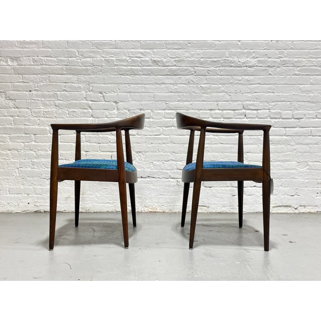 Walnut Mid Century Modern Vintage Armchairs in the Style of Hans Wegner, 1960's For Sale - Image 12 of 17