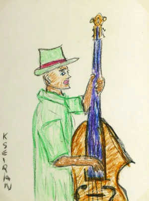 Kseiran, French Oil Pastel - the Bassist