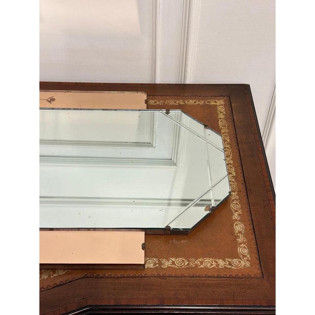 Large Art Deco Peach Glass Flower Petal Mirror, 1920s For Sale - Image 13 of 18