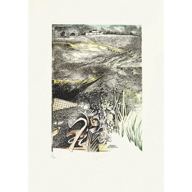 Landscape is and original etching on paper realized by Maro Logli. Hand-signed at the bottom of the image. numbered on the...