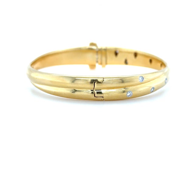 Tiffany and Co. Late 20th Century Tiffany & Co. Etoile 18k Yellow Gold, Platinum and Diamond Bangle Bracelet For Sale - Image 4 of 7