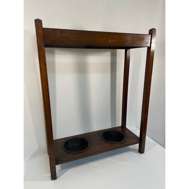 Mission 1920s Antique Mission Style Oak Umbrella Stick Stand For Sale - Image 3 of 17
