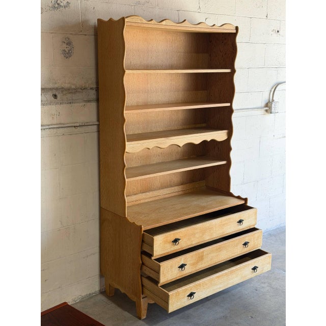 Vintage Oak Bookcase With Drawers Danish Open Shelving Unit 1970s For Sale - Image 4 of 9