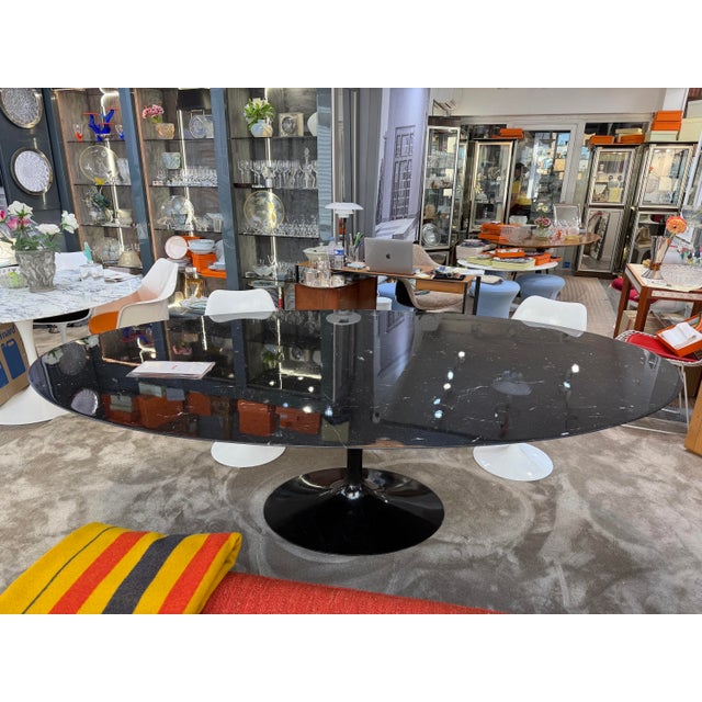 Metal Oval Tulip Table in Marquina Marble by Eero Saarinen for Knoll Inc. / Knoll International, 2024 For Sale - Image 7 of 8