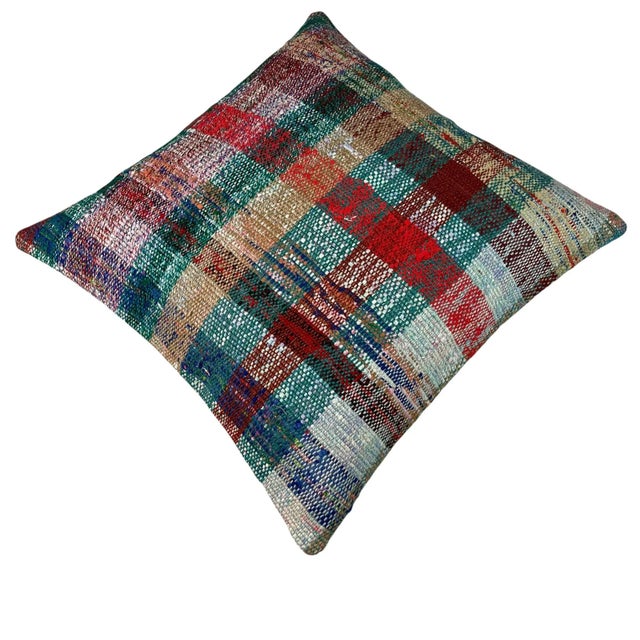 Vintage Turkish Kilim Bench Cushion Cover For Sale - Image 9 of 11