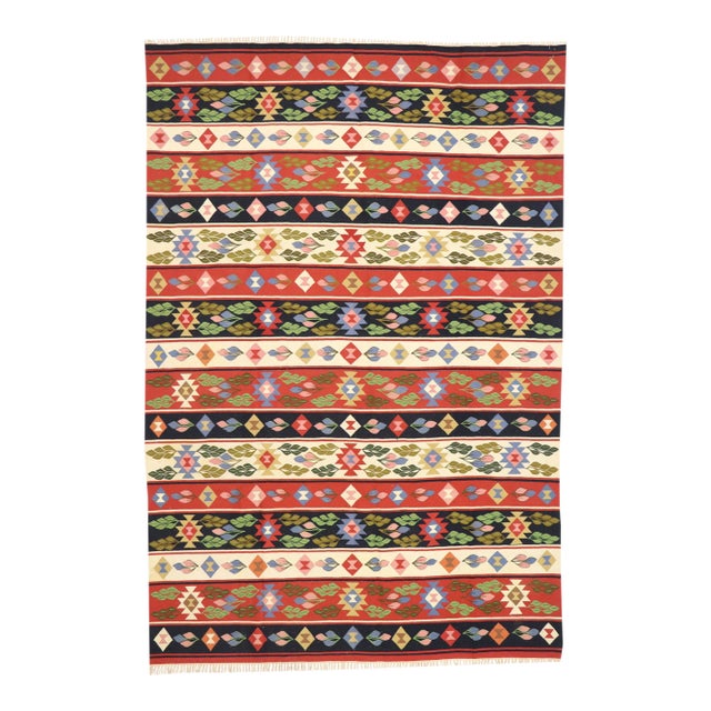 Vintage Romanian Kilim Rug - 08'02 X 12'01 For Sale
