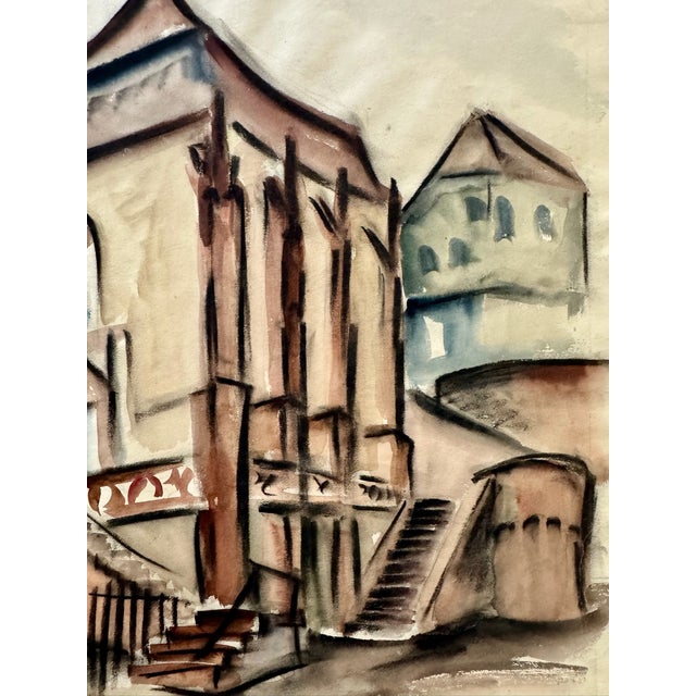 Rustic Henry Emil Salloch Original Watercolor on Paper St. Kilian's Chapel Werthem Germany. 1934. For Sale - Image 3 of 8