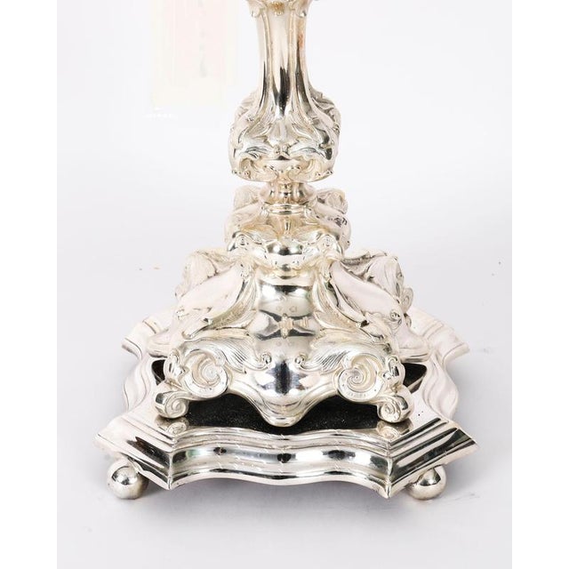 Antique Swedish Silver-Plated 5-Light Candelabras by A.G. Dufva, 19th Century, Set of 2 For Sale - Image 12 of 16