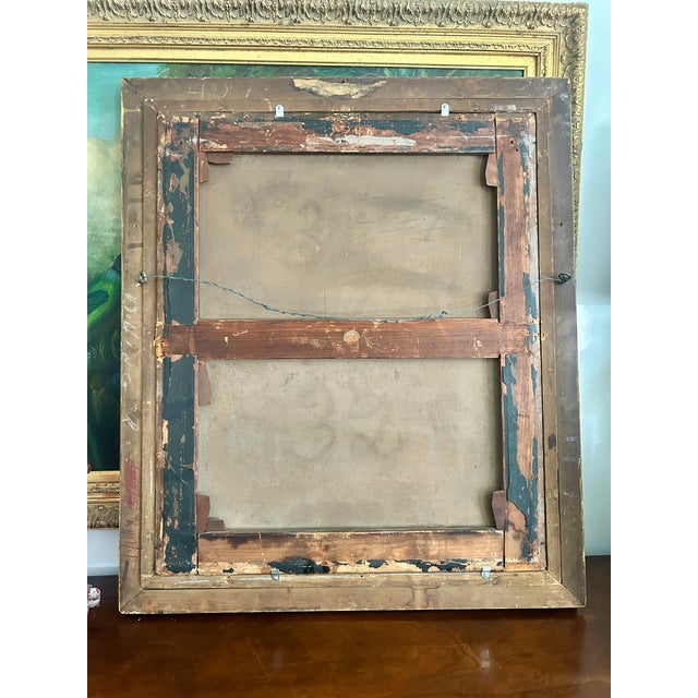 Mid 19th Century Oil Portrait of a Woman in Blue in Ornate Gilt Frame For Sale - Image 9 of 10