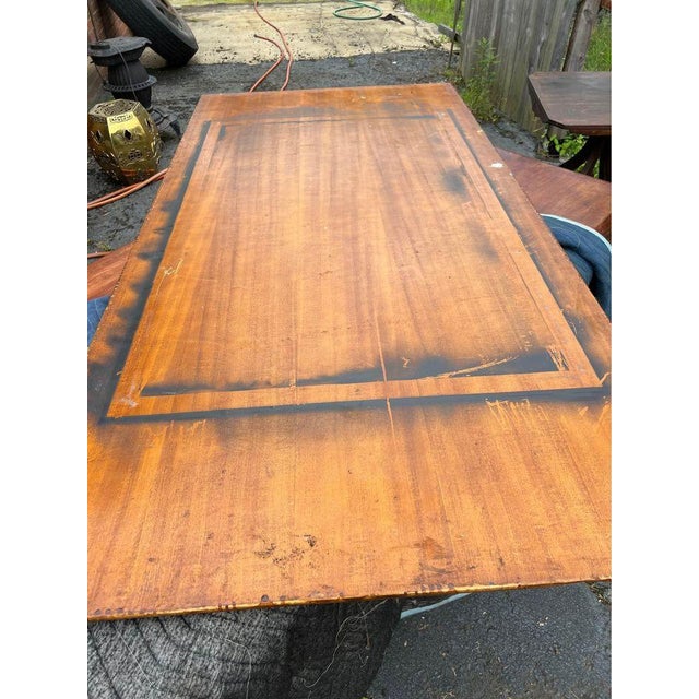 Wood Vintage Country Style Wrought Iron Base Solid Wood Top Dining Table. Made in Italy For Sale - Image 7 of 12