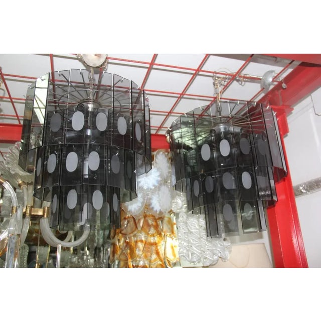 Italian Grey Glass Chandeliers, 1970s, Set of 2 For Sale - Image 3 of 5